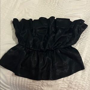 Shiny Black Strapless Top